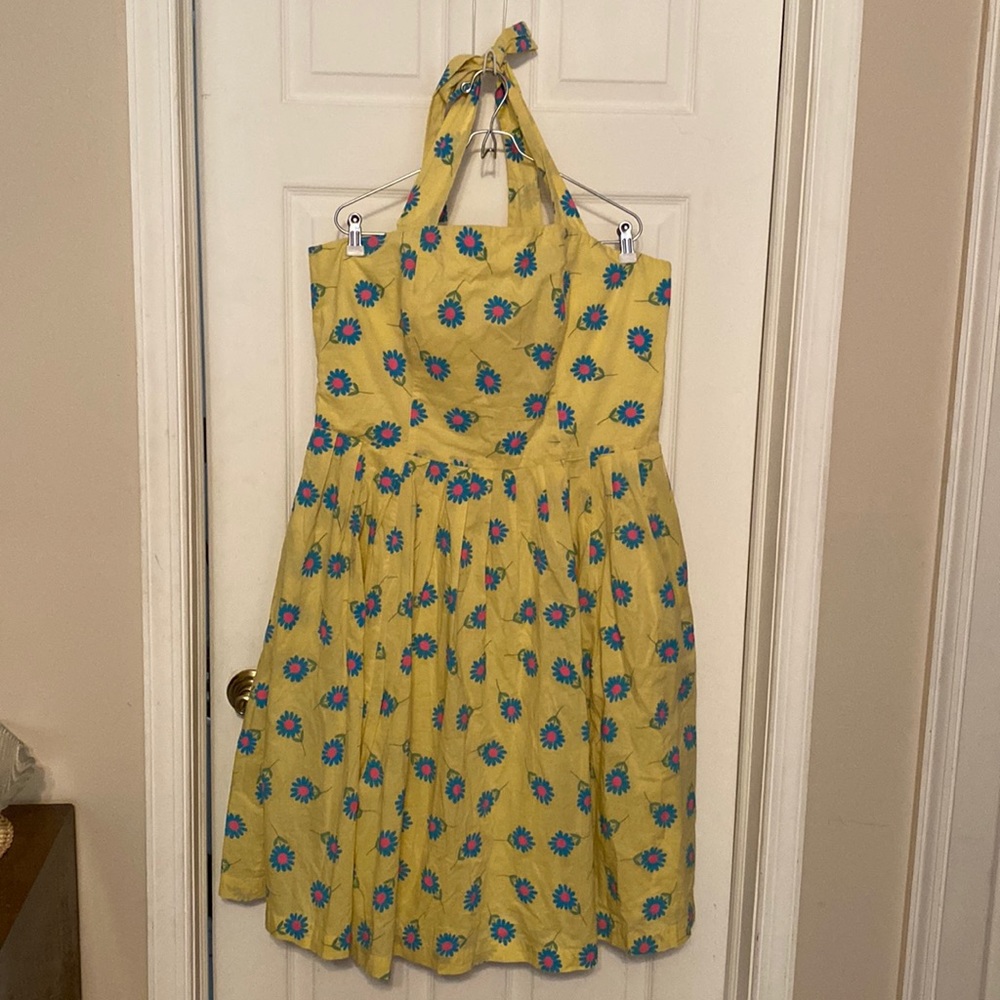 Vintage J. Peterman Yellow Floral Dress size 16